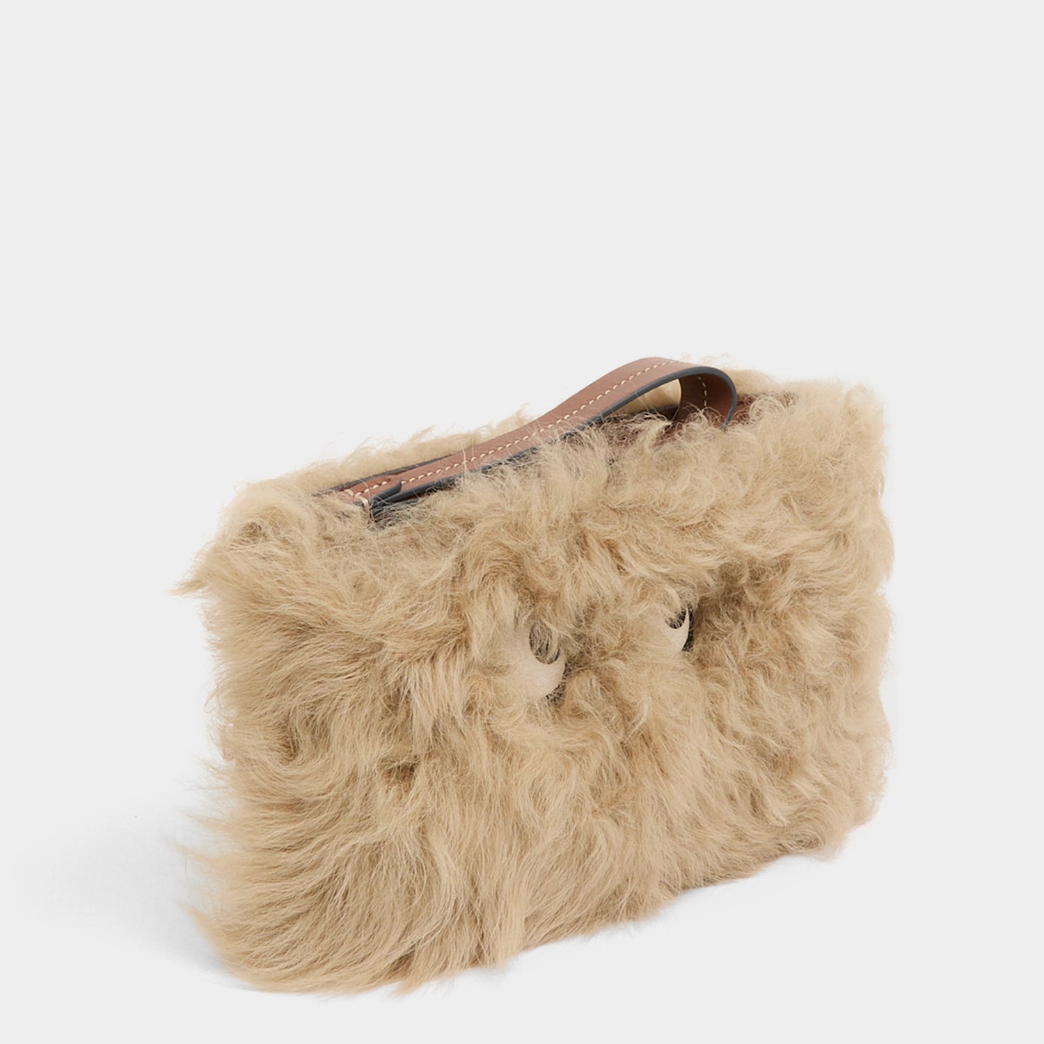 Shearling Eyes Clutch -

          
            Shearling/Smooth Leather leather in Taupe -
          

          Anya Hindmarch US
