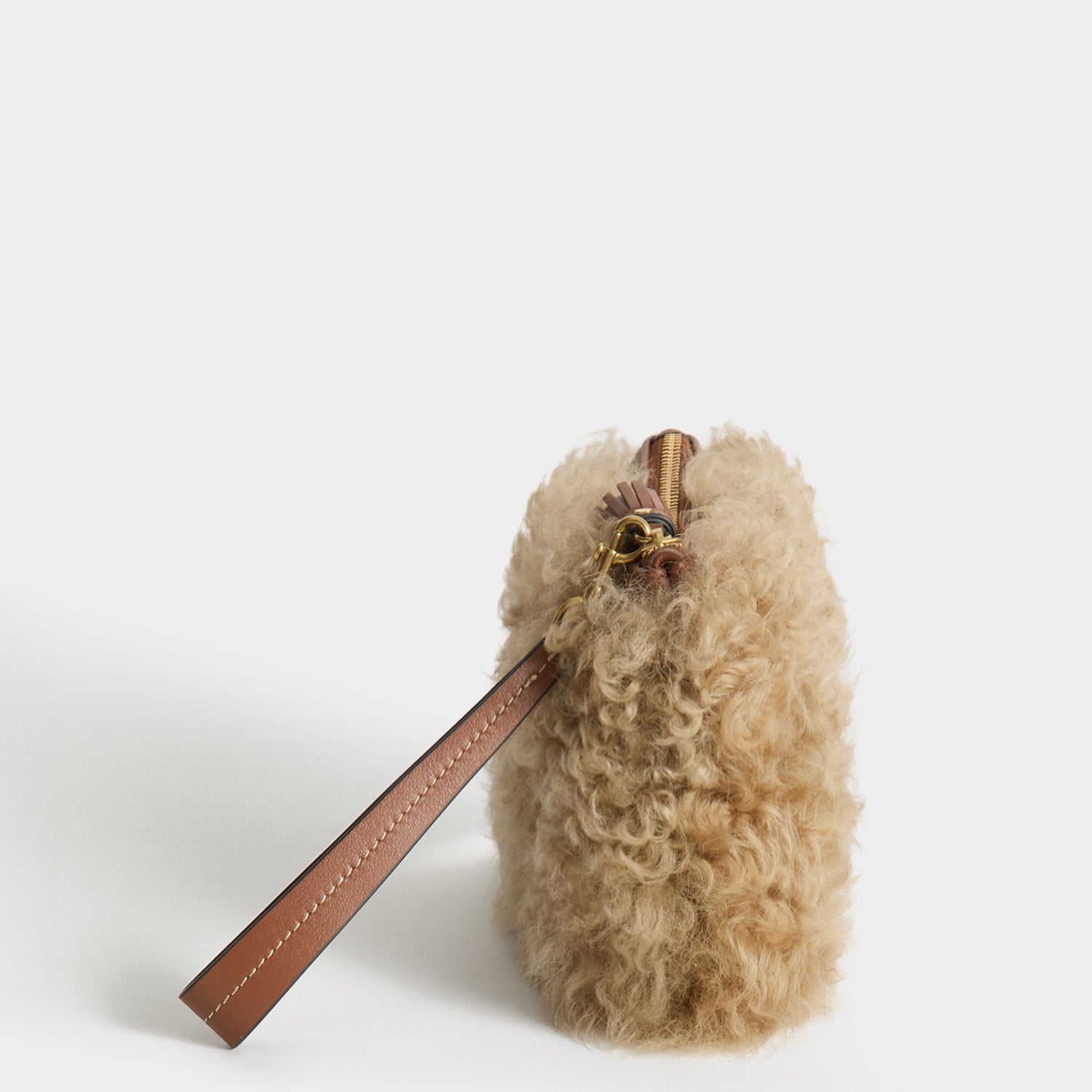 Shearling Eyes Clutch -

          
            Shearling/Smooth Leather leather in Taupe -
          

          Anya Hindmarch US
