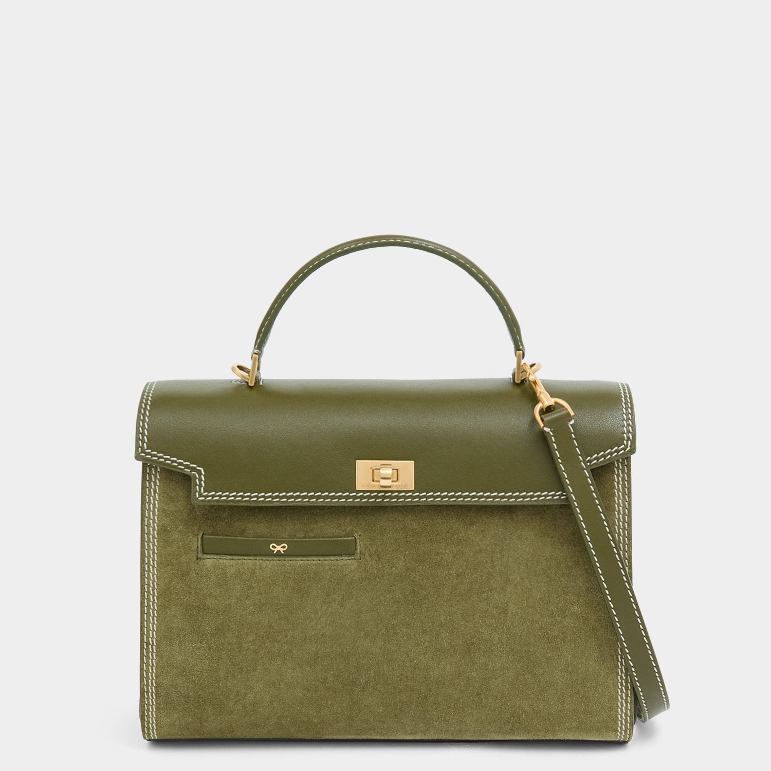 Mortimer Stitch Top Handle -

          
            Suede Leather in Bonsai Green -
          

          Anya Hindmarch US
