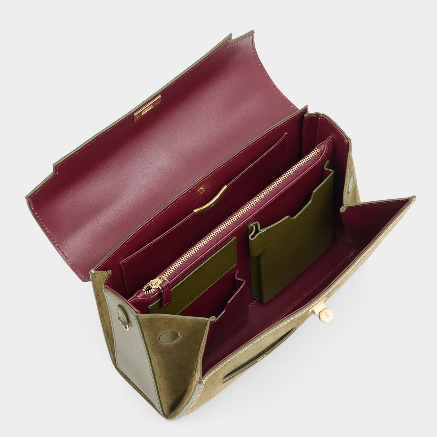Mortimer Stitch Top Handle -

          
            Suede Leather in Bonsai Green -
          

          Anya Hindmarch US
