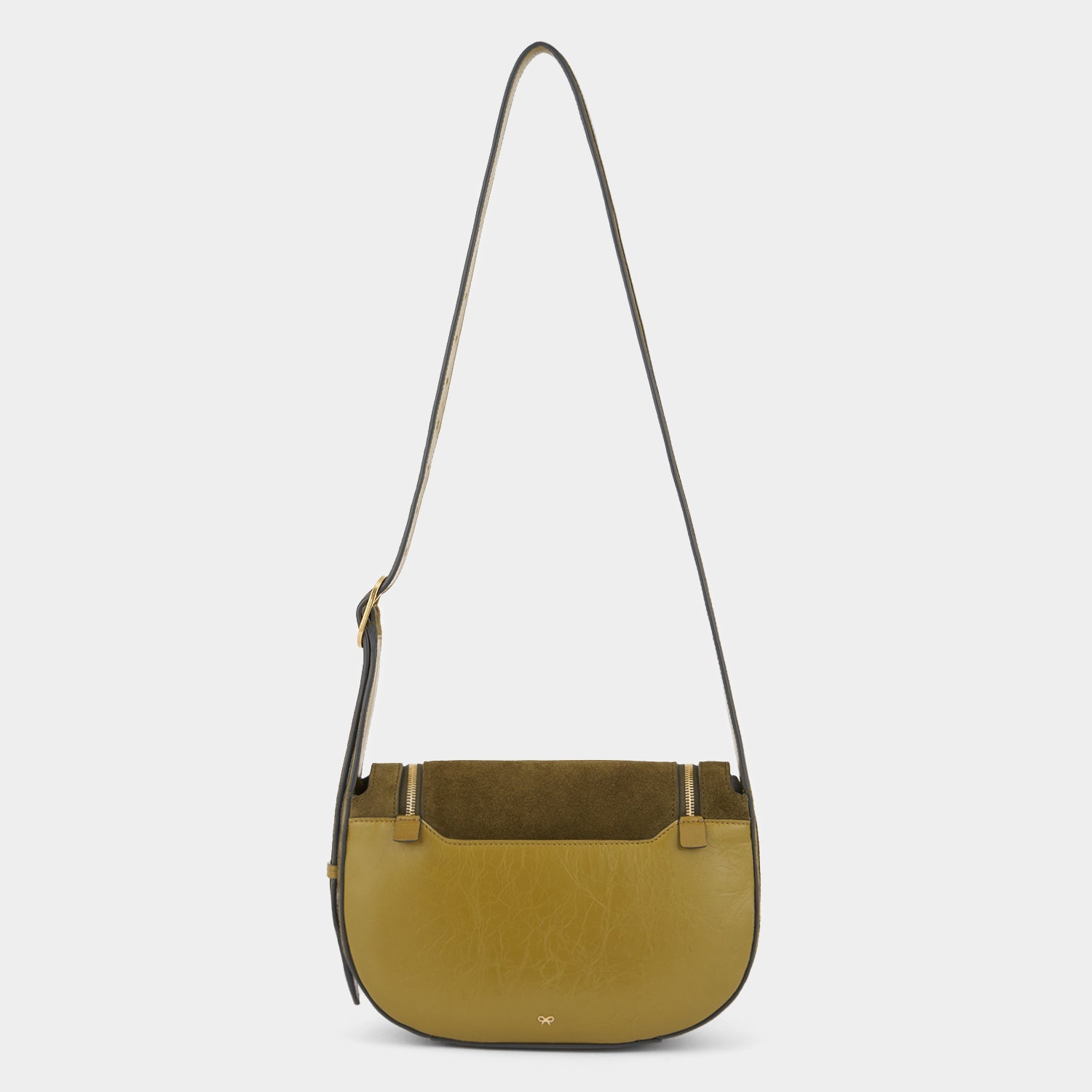 Green suede crossbody bag by Anya Hindmarch