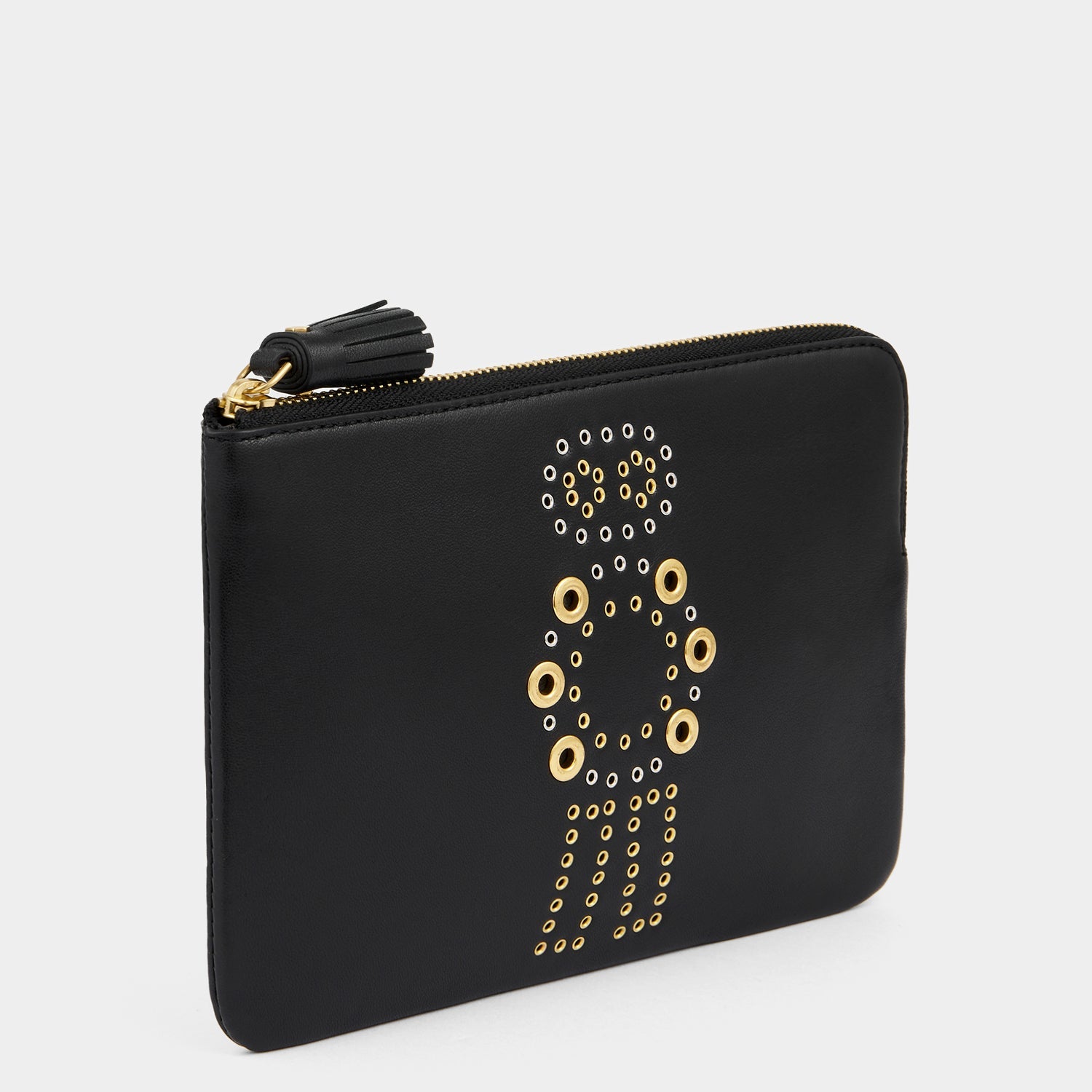 Eyelet Character Zip Loose Pocket -

          
            Smooth Leather in Black -
          

          Anya Hindmarch US
