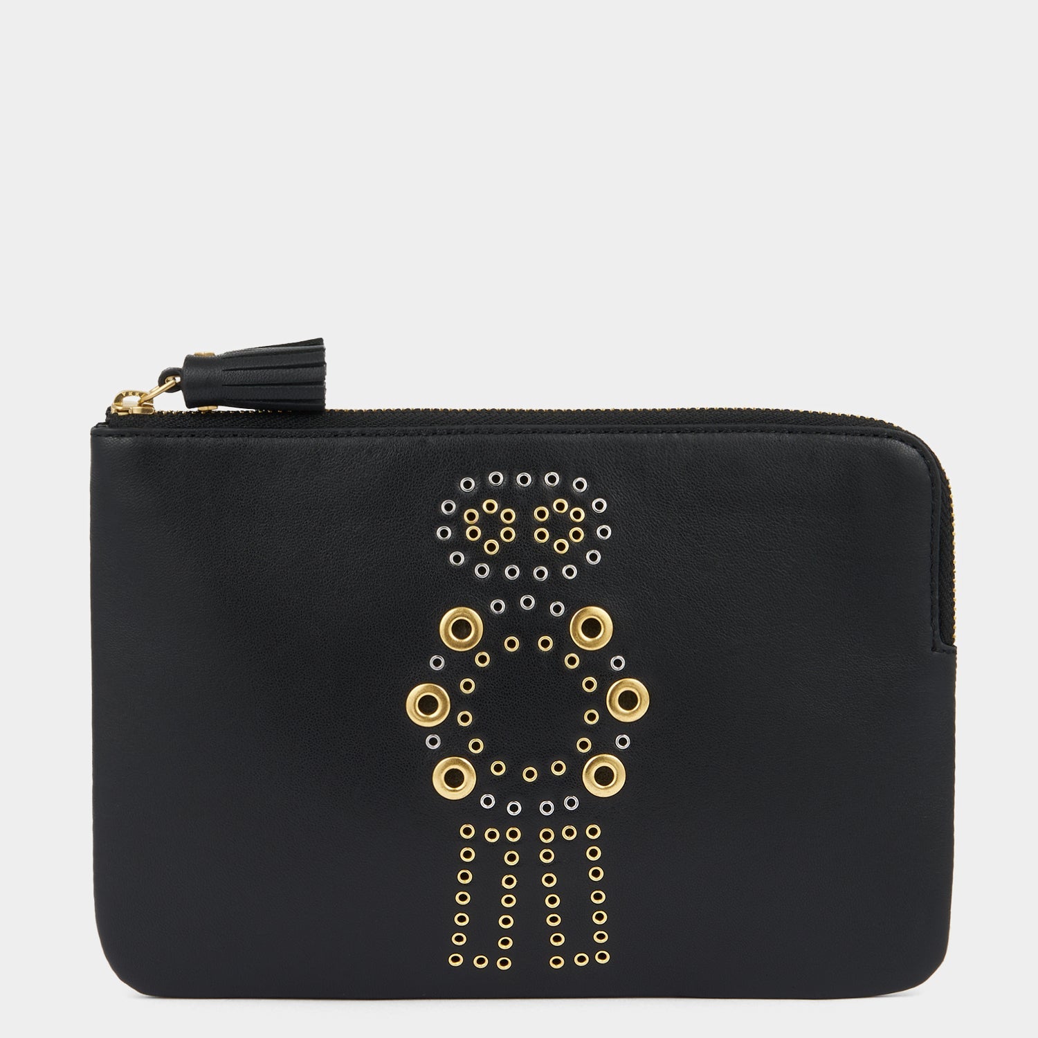 Eyelet Character Zip Loose Pocket -

          
            Smooth Leather in Black -
          

          Anya Hindmarch US
