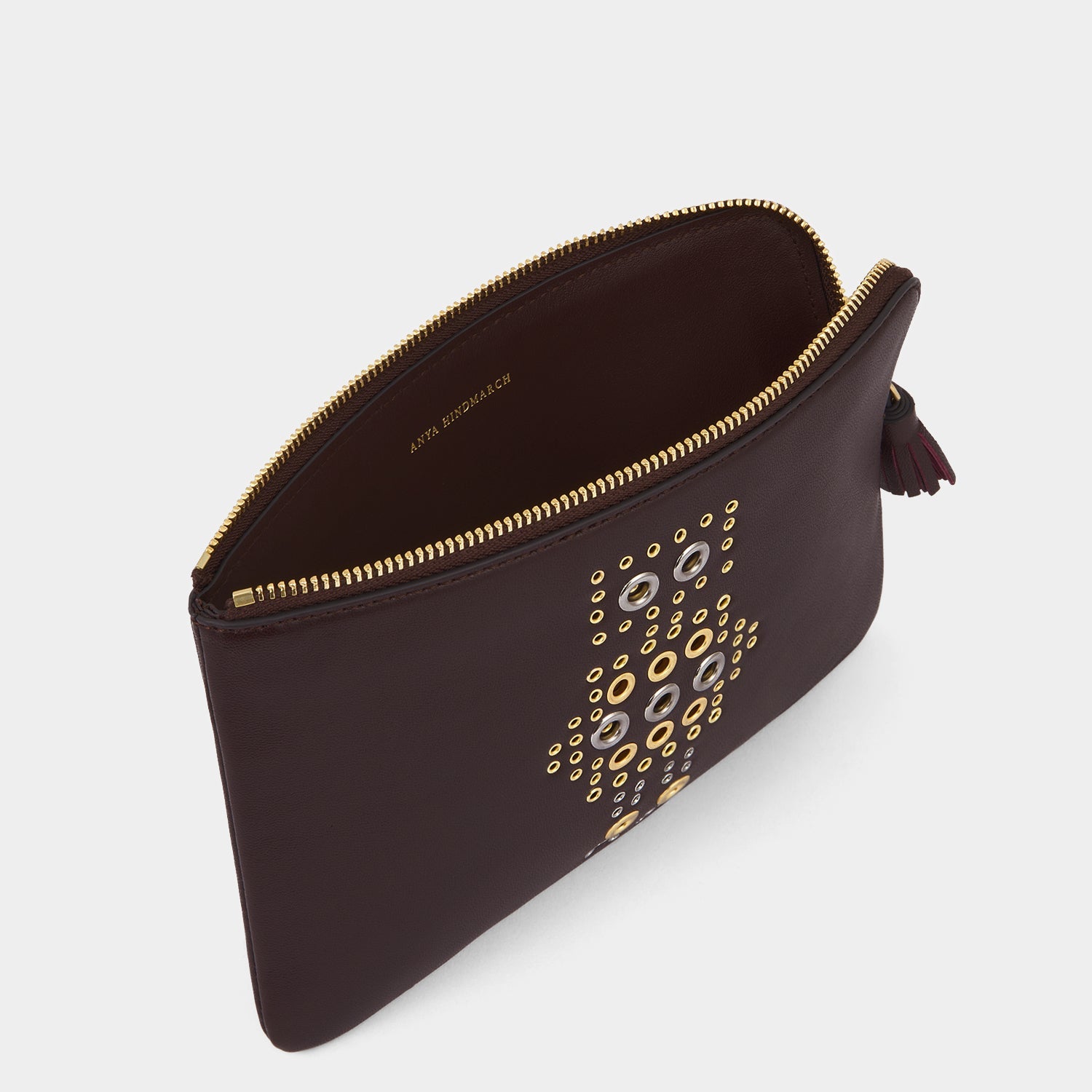 Eyelet Character Zip Loose Pocket -

          
            Smooth Leather in Grape Purple -
          

          Anya Hindmarch US
