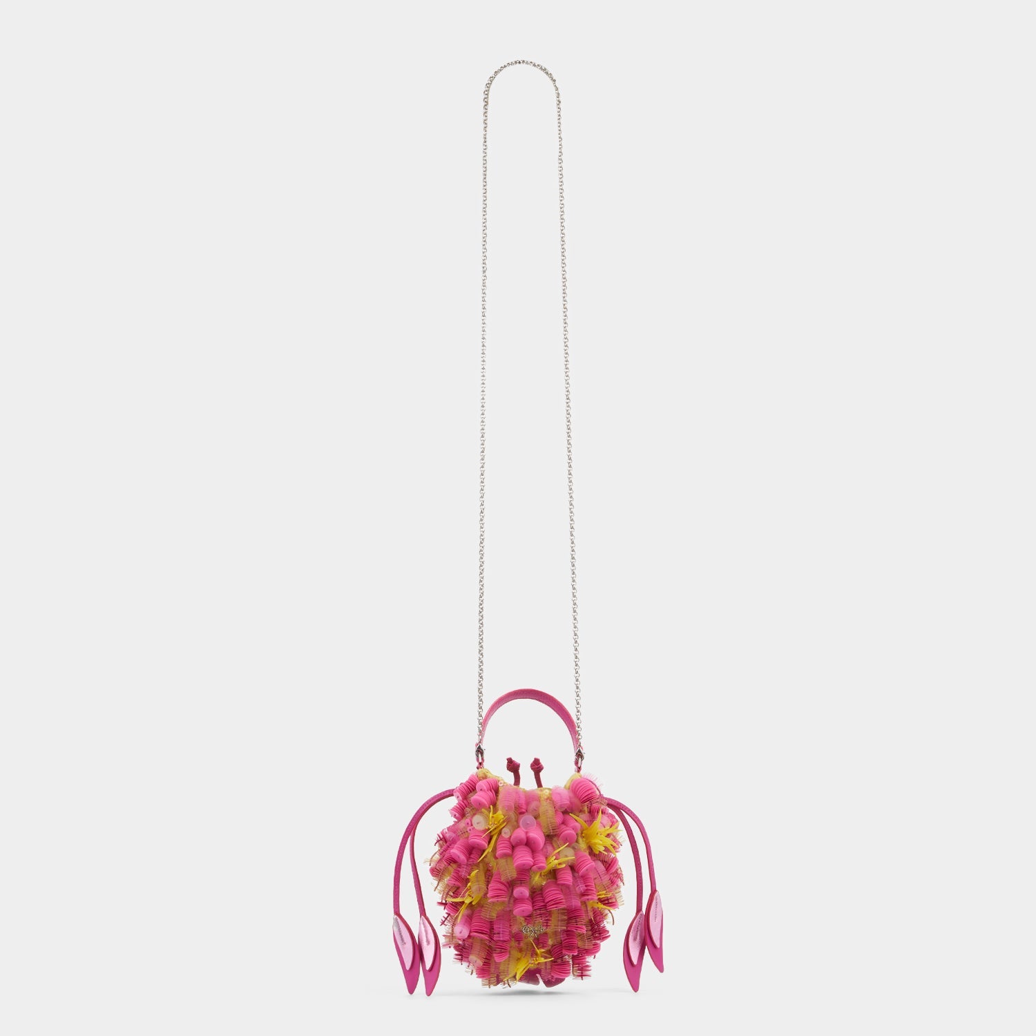 Fish Embellished Cross-body -

          
            Satin/Satin Leather in Lime Yellow -
          

          Anya Hindmarch US
