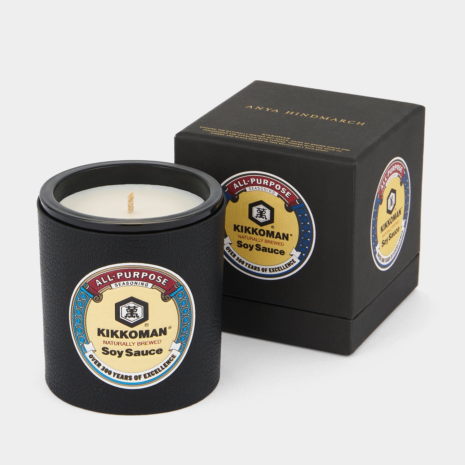 Kikkoman candle with leather case by Anya Hindmarch