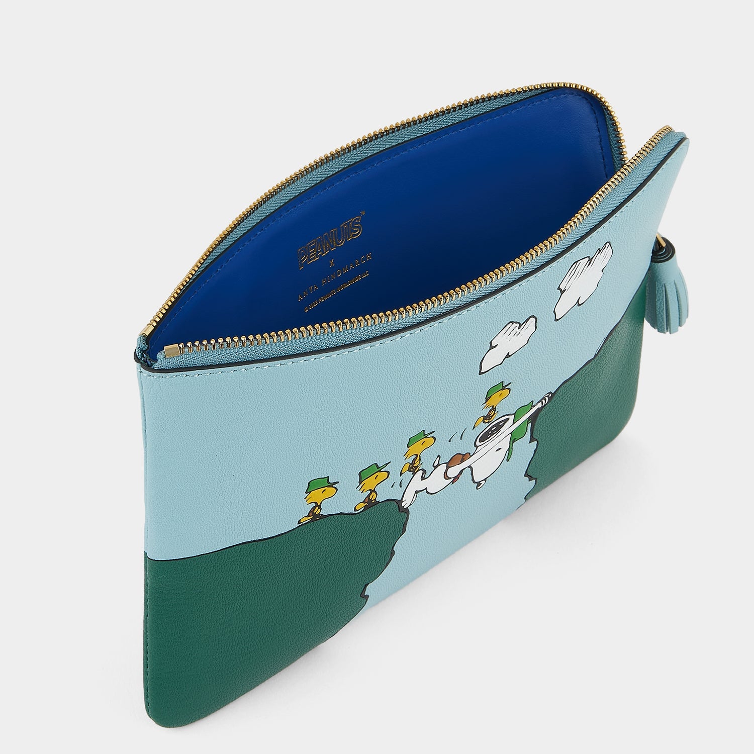 Peanuts Snoopy Zip Loose Pocket -

          
            Capra Leather in Mayan Blue -
          

          Anya Hindmarch US
