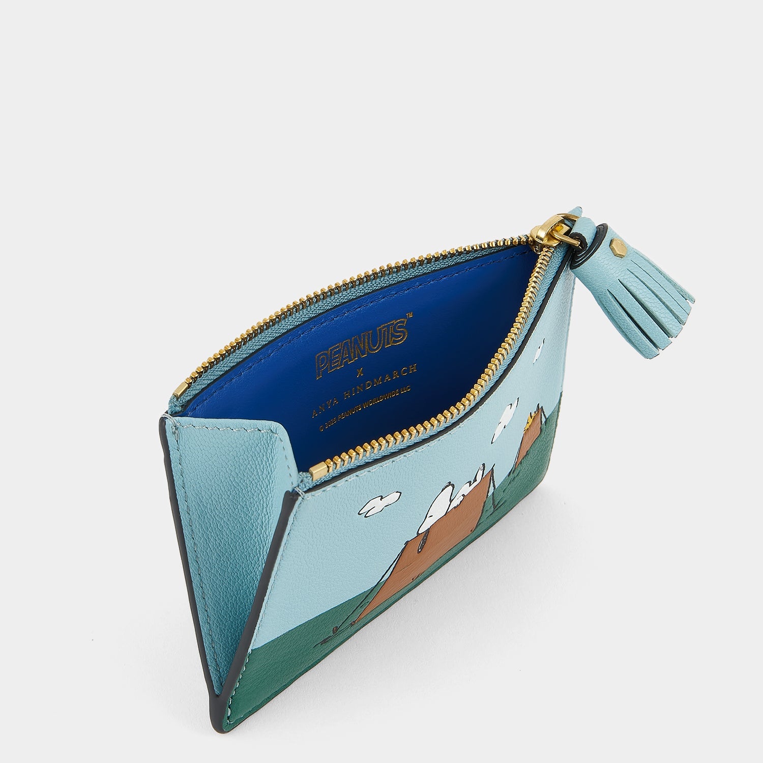 Peanuts Snoopy Zip Card Case -

          
            Capra Leather in Mayan Blue -
          

          Anya Hindmarch US

