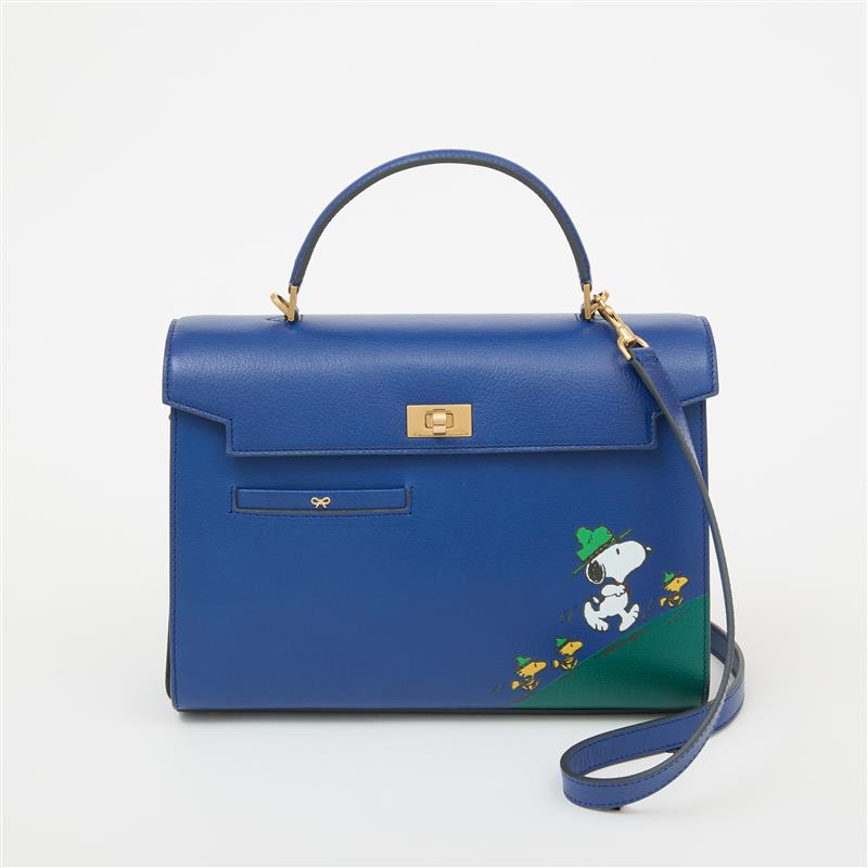 Peanuts Snoopy Mortimer Top Handle -

          
            Capra Leather in Monday Blue -
          

          Anya Hindmarch US
