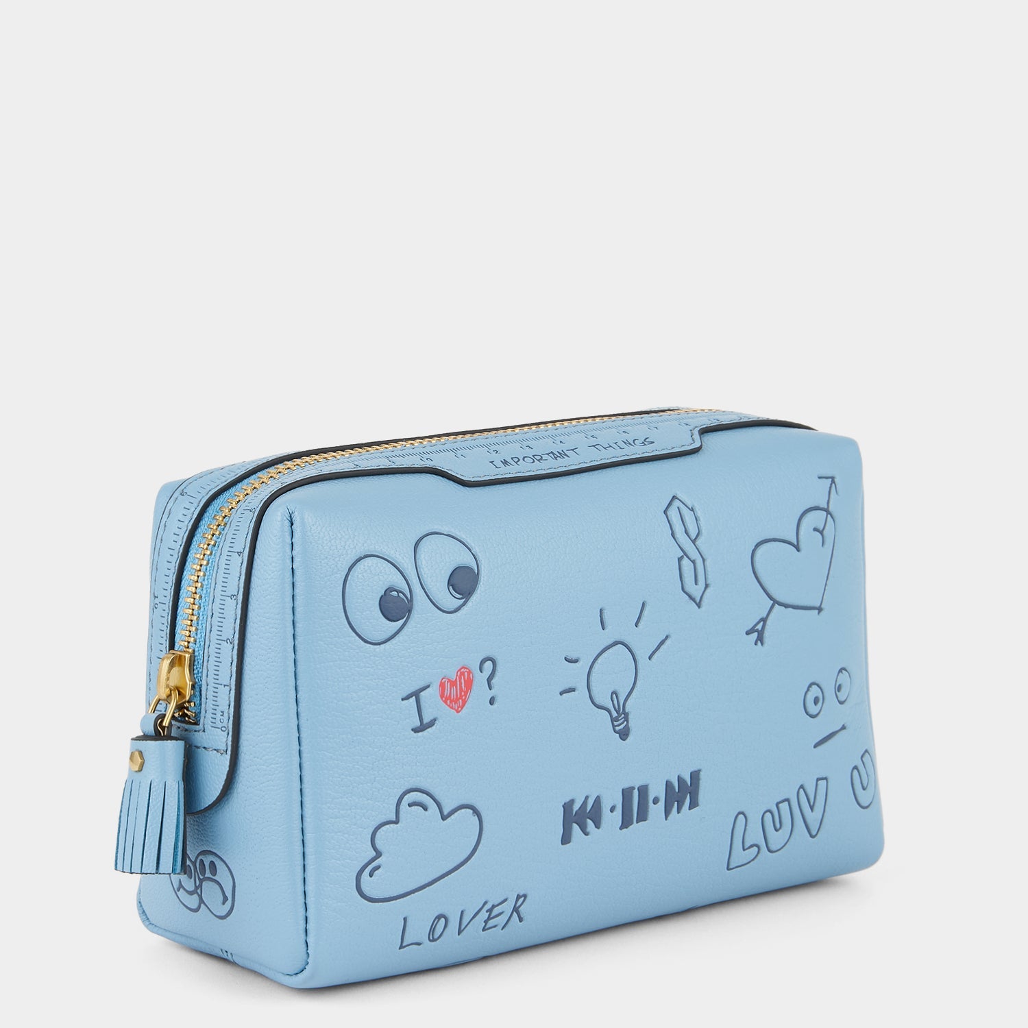 Important Things Scribble Pouch -

          
            Calf Leather in School Blue -
          

          Anya Hindmarch US
