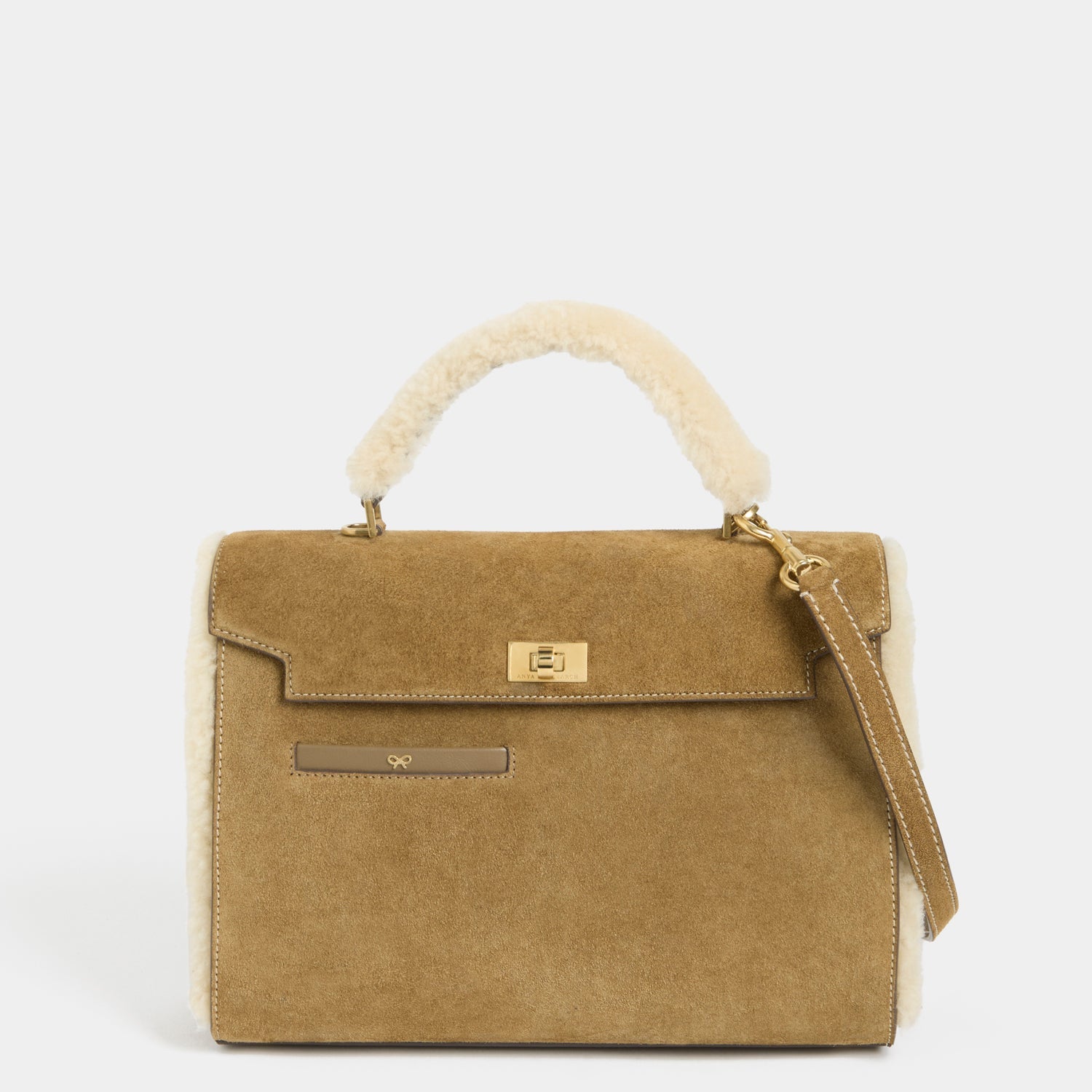 Mortimer Shearling Top Handle -

          
            Shearling/Suede Leather in Moutarde -
          

          Anya Hindmarch US
