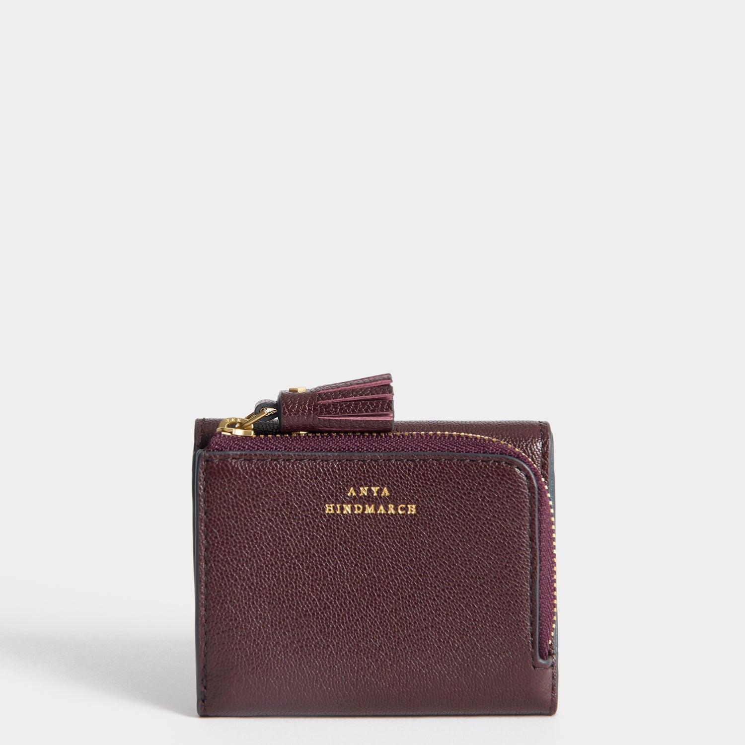 Peeping Eyes Mini Trifold Wallet -

          
            Capra Leather in Claret -
          

          Anya Hindmarch US
