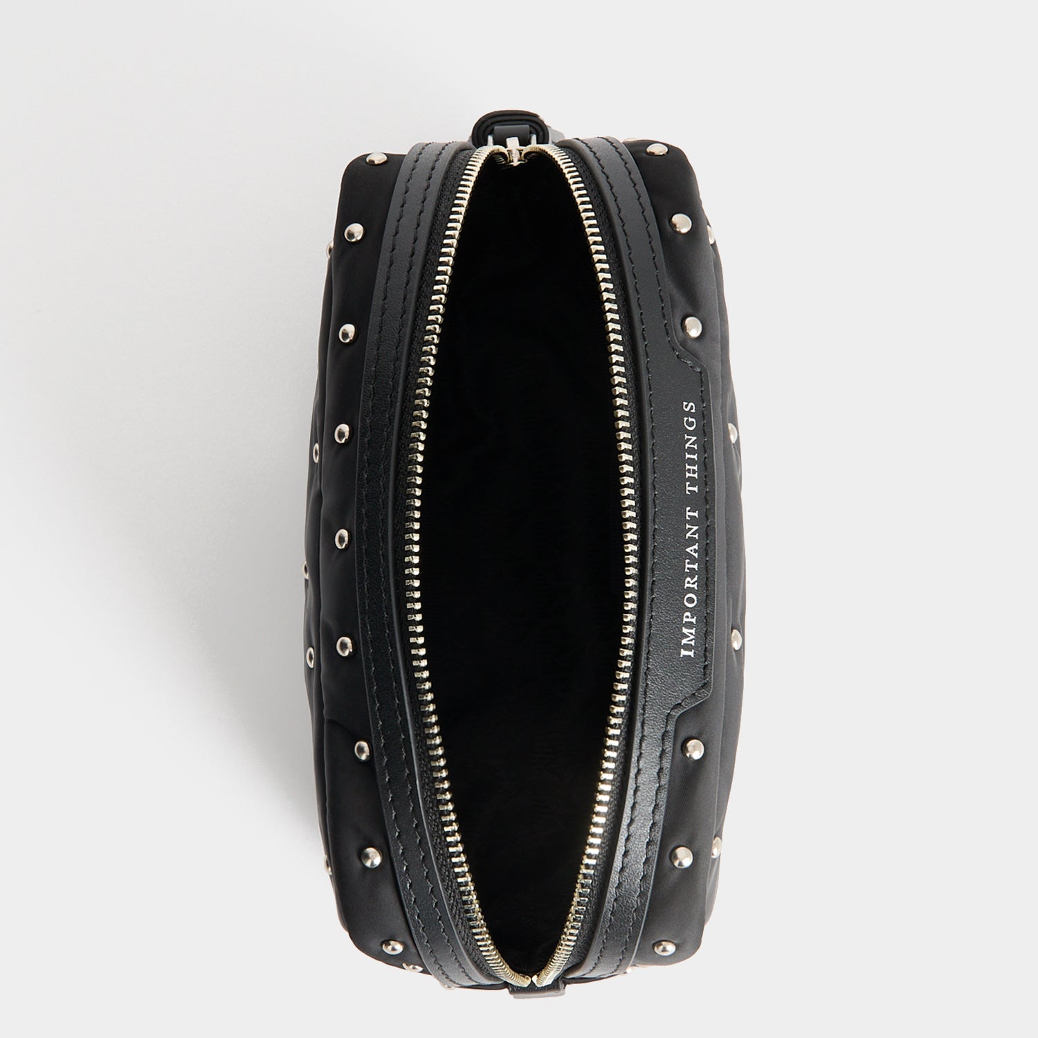 Studs Important Things Pouch -

          
            Recycled Satin/Calf Leather in Black -
          

          Anya Hindmarch US
