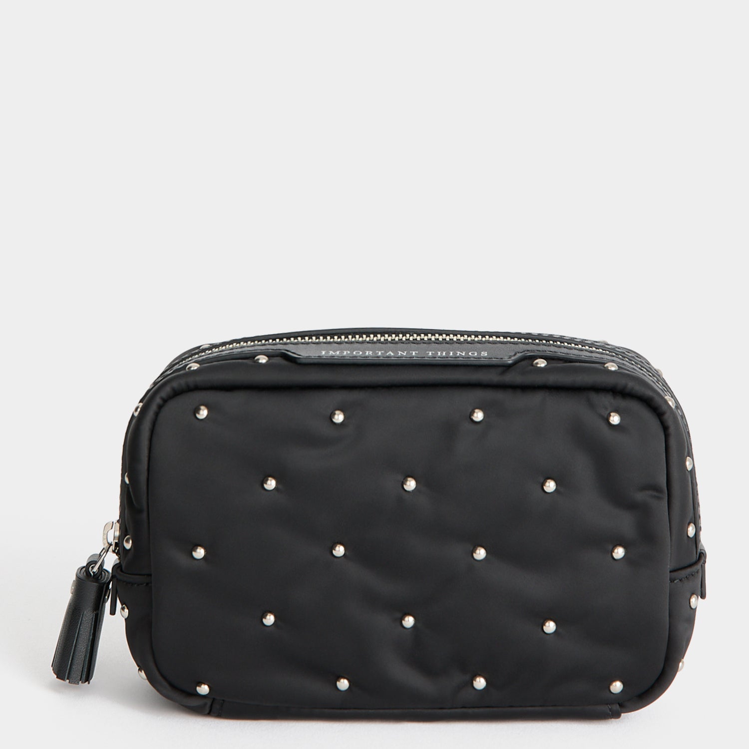 Studs Important Things Pouch -

          
            Recycled Satin/Calf Leather in Black -
          

          Anya Hindmarch US
