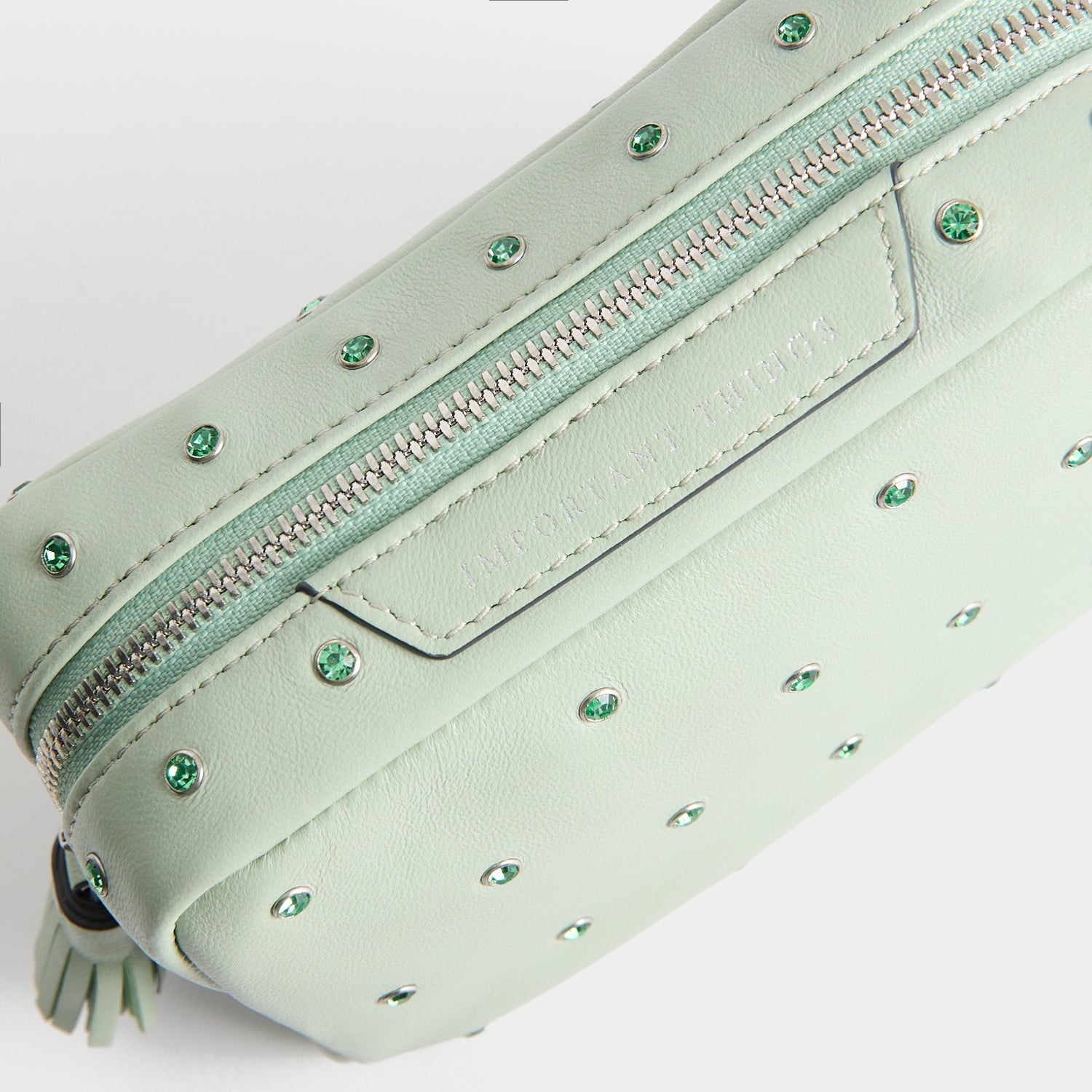 Crystals Important Things Pouch -

          
            Calf leather in Erinite green -
          

          Anya Hindmarch US
