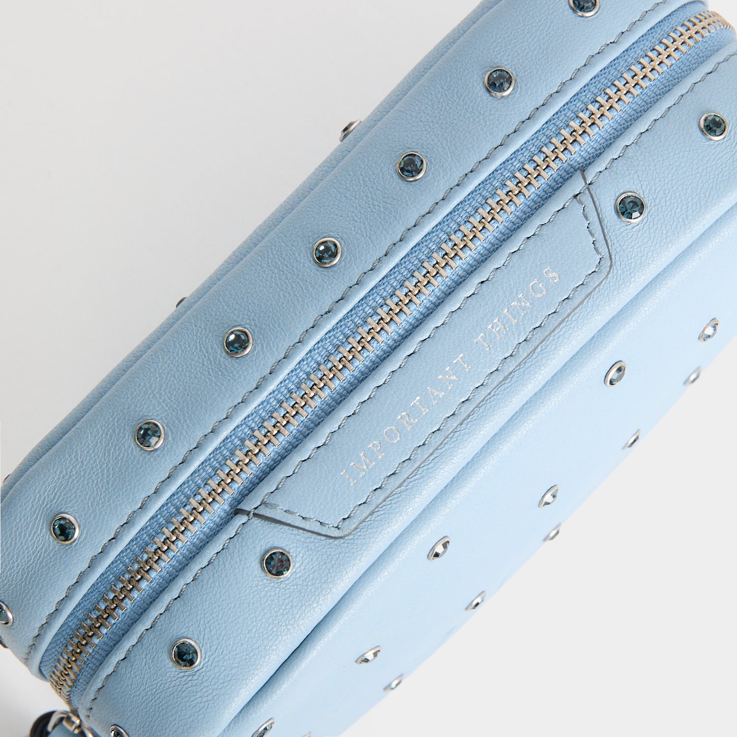 Crystals Important Things Pouch -

          
            Calf leather in School blue -
          

          Anya Hindmarch US
