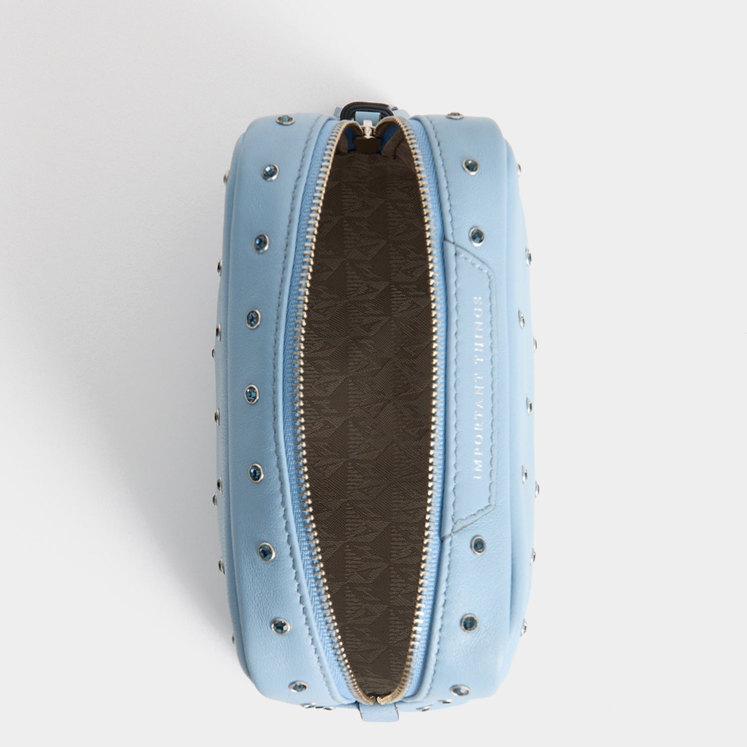Crystals Important Things Pouch -

          
            Calf leather in School blue -
          

          Anya Hindmarch US
