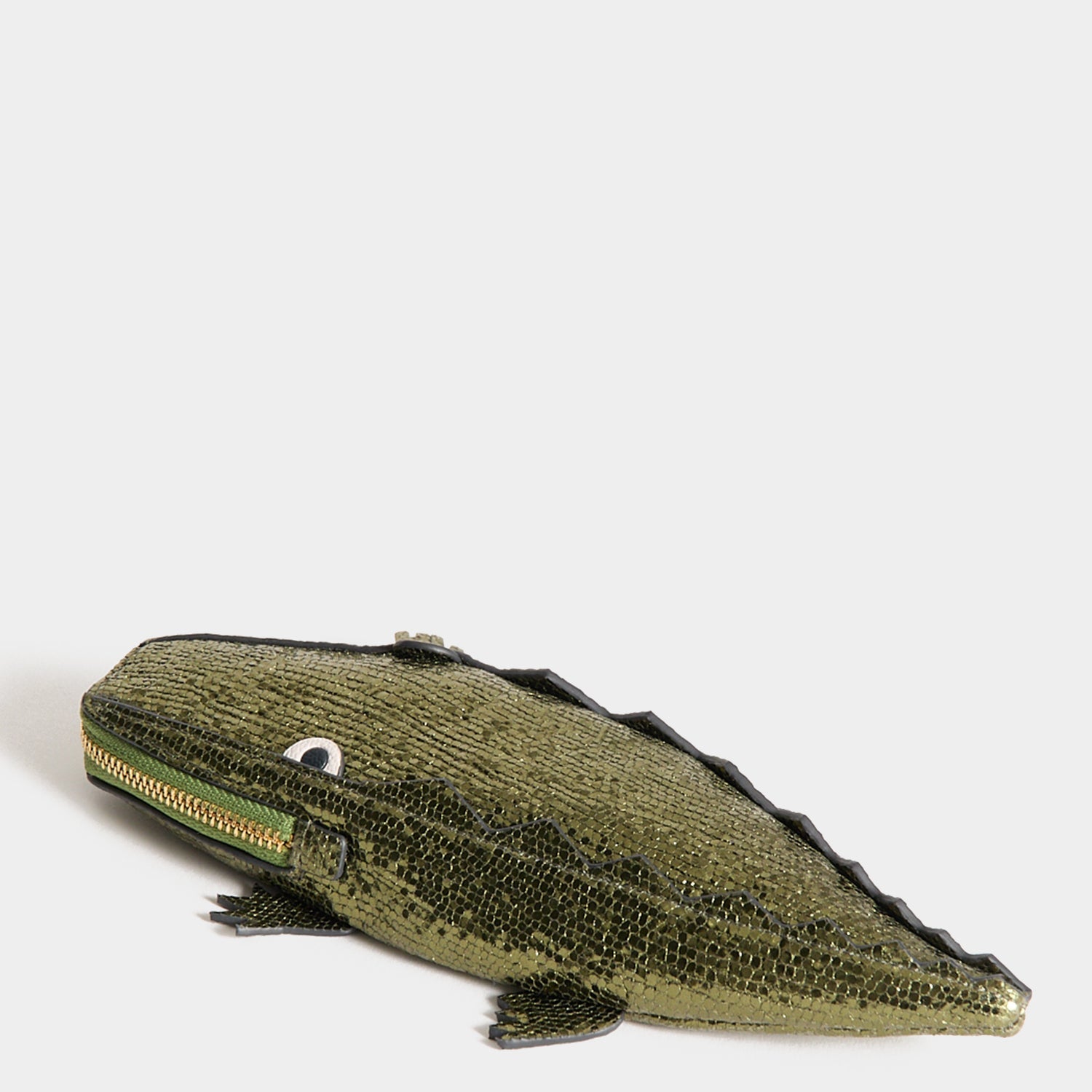 Crocodile Pouch -

          
            Metallic leather in Olive green -
          

          Anya Hindmarch US
