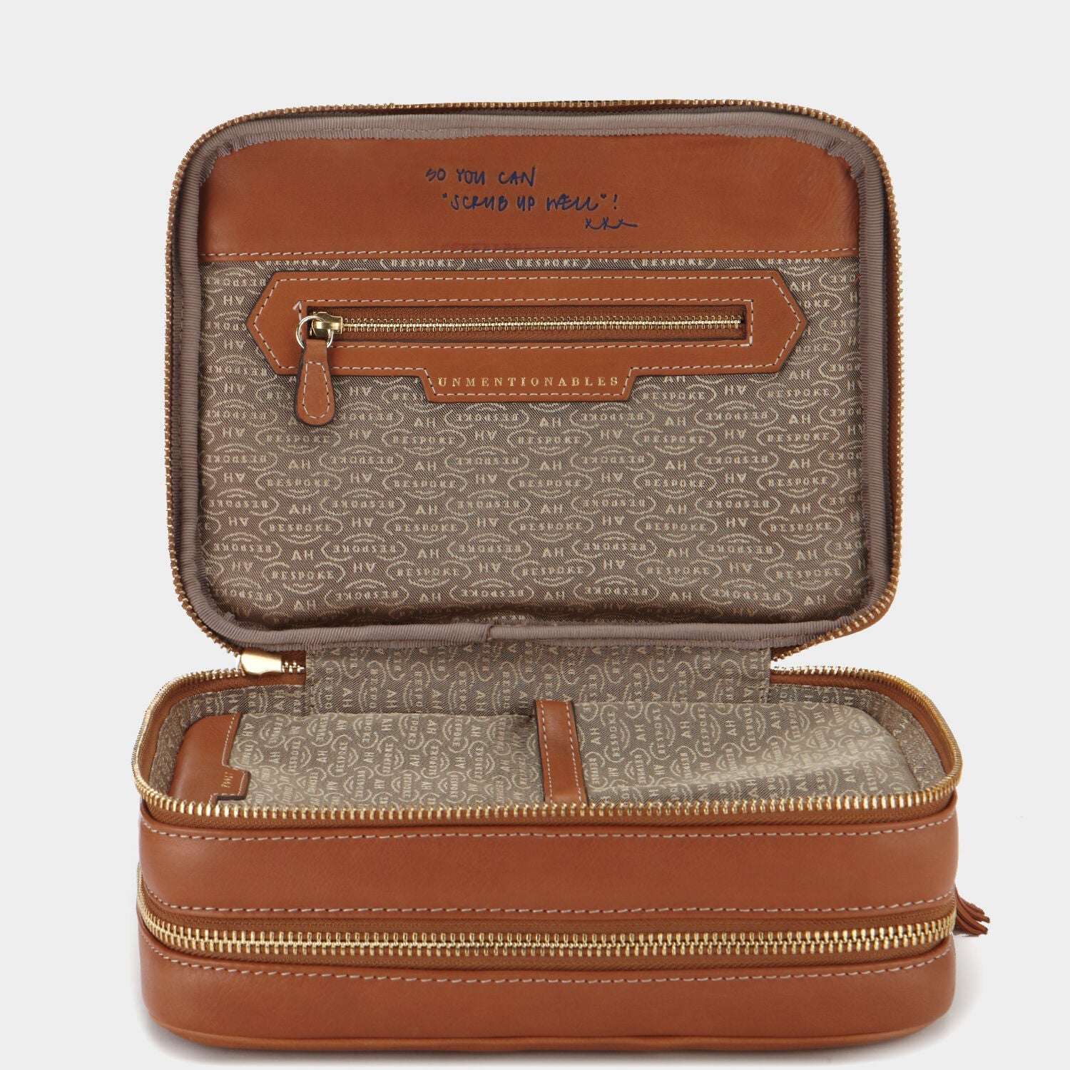 Bespoke Zipped Wash Bag -

          
            Butter Leather in Tan -
          

          Anya Hindmarch US
