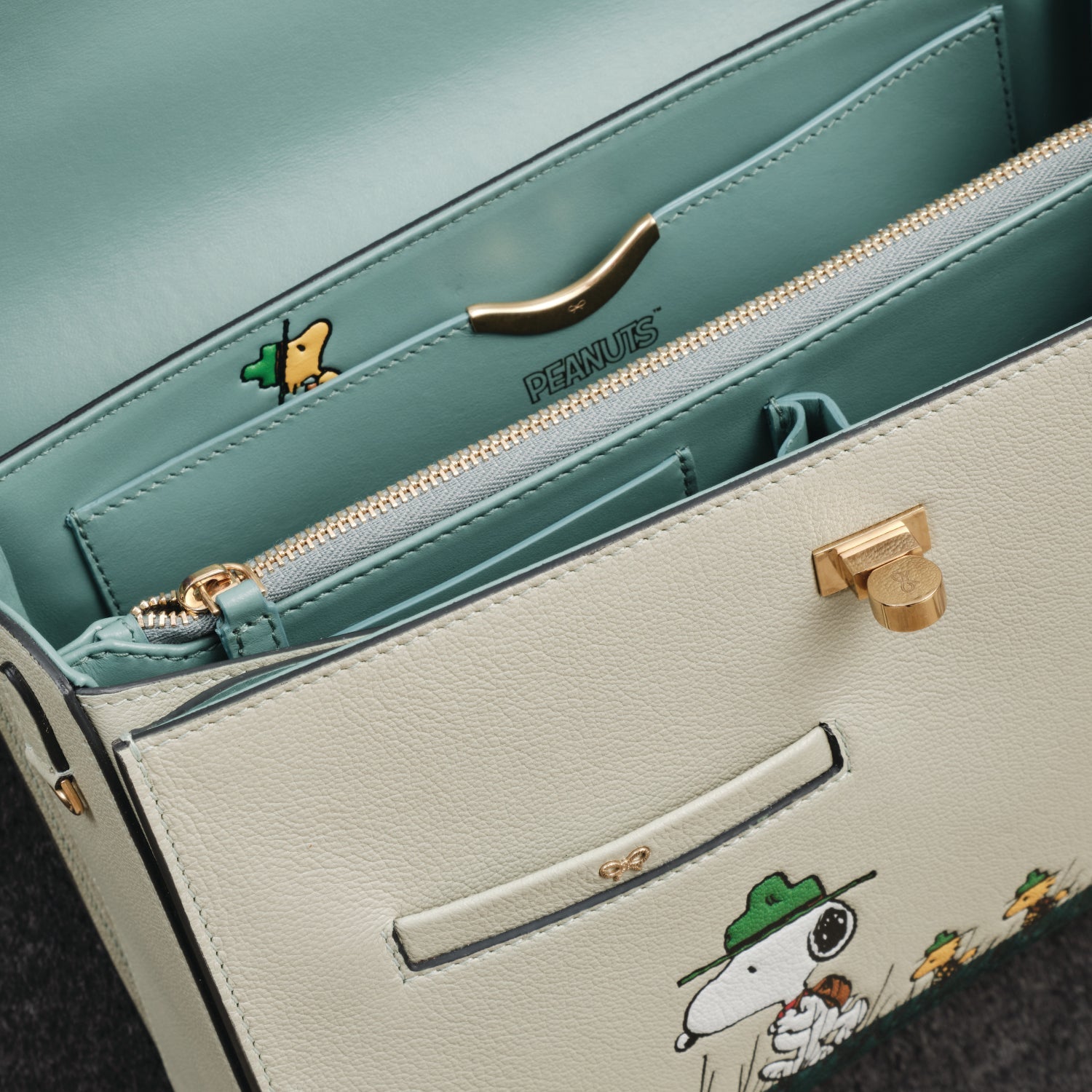 Peanuts Snoopy Mortimer Top Handle -

          
            Capra Leather in Eau De Nil Green -
          

          Anya Hindmarch US
