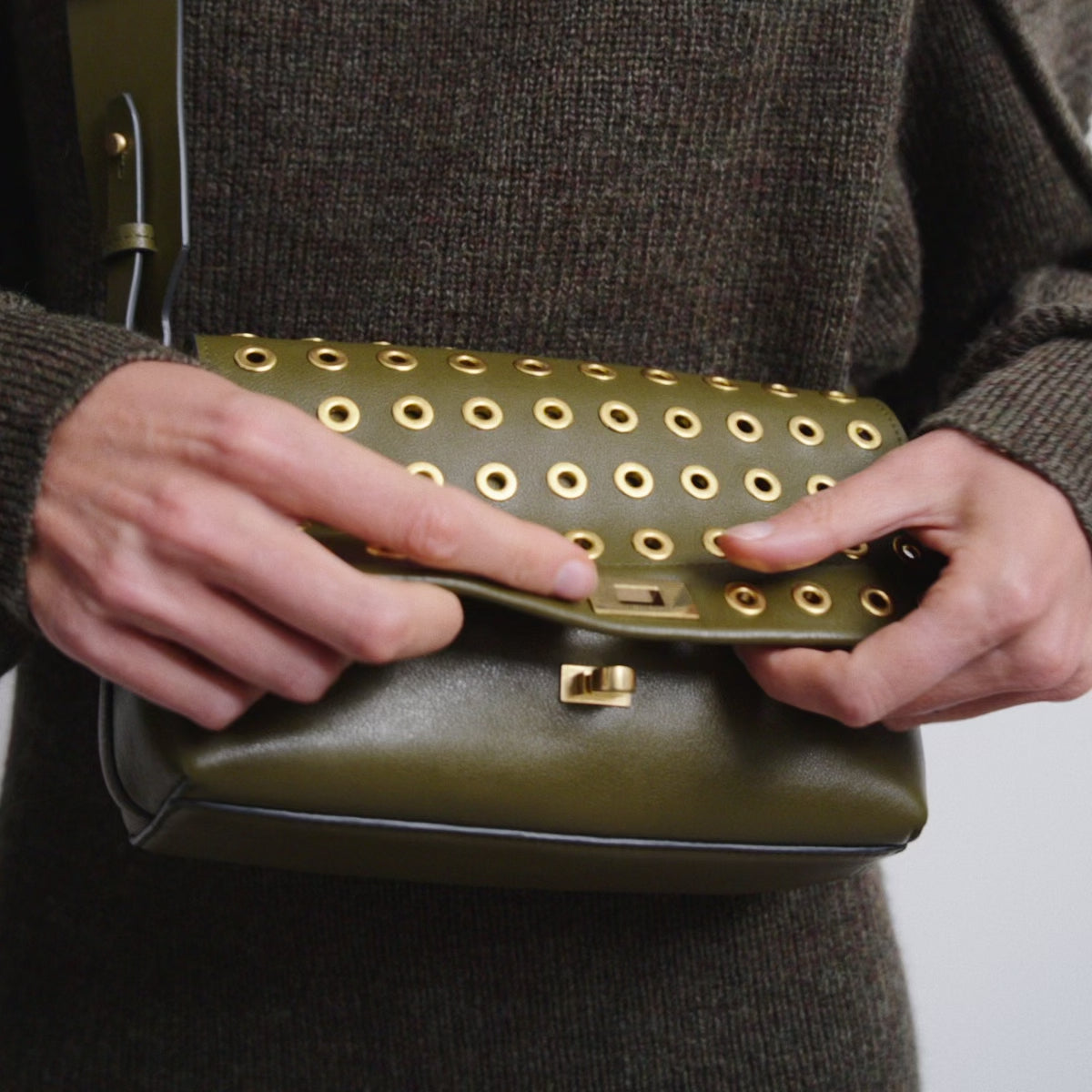 Mortimer Eyelet Cross-body -

          
            Smooth Leather in Bonsai Green -
          

          Anya Hindmarch US
