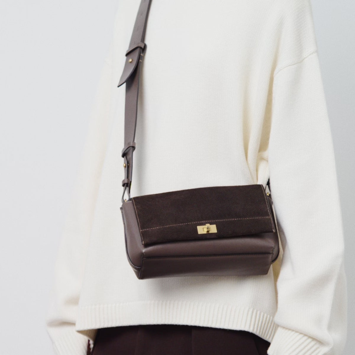 Mortimer Perforated Cross-body -

          
            Smooth Leather in Truffle Brown -
          

          Anya Hindmarch US
