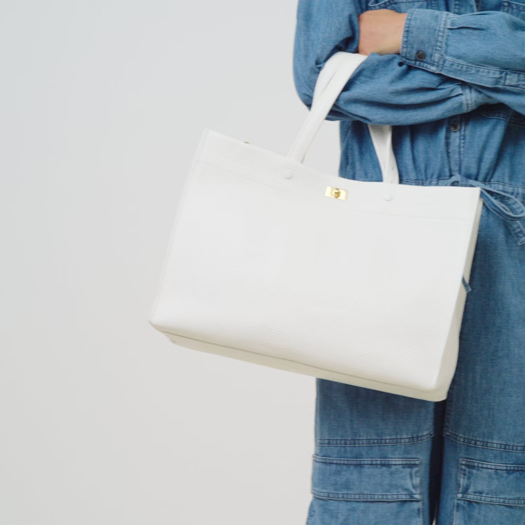 Mortimer Tote -

          
            Crosshatch Calf Leather in White -
          

          Anya Hindmarch US
