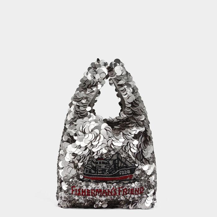 Anya Brands Fisherman's Friend Tote -

                  
                    Recycled Satin in Silver -
                  

                  Anya Hindmarch US
