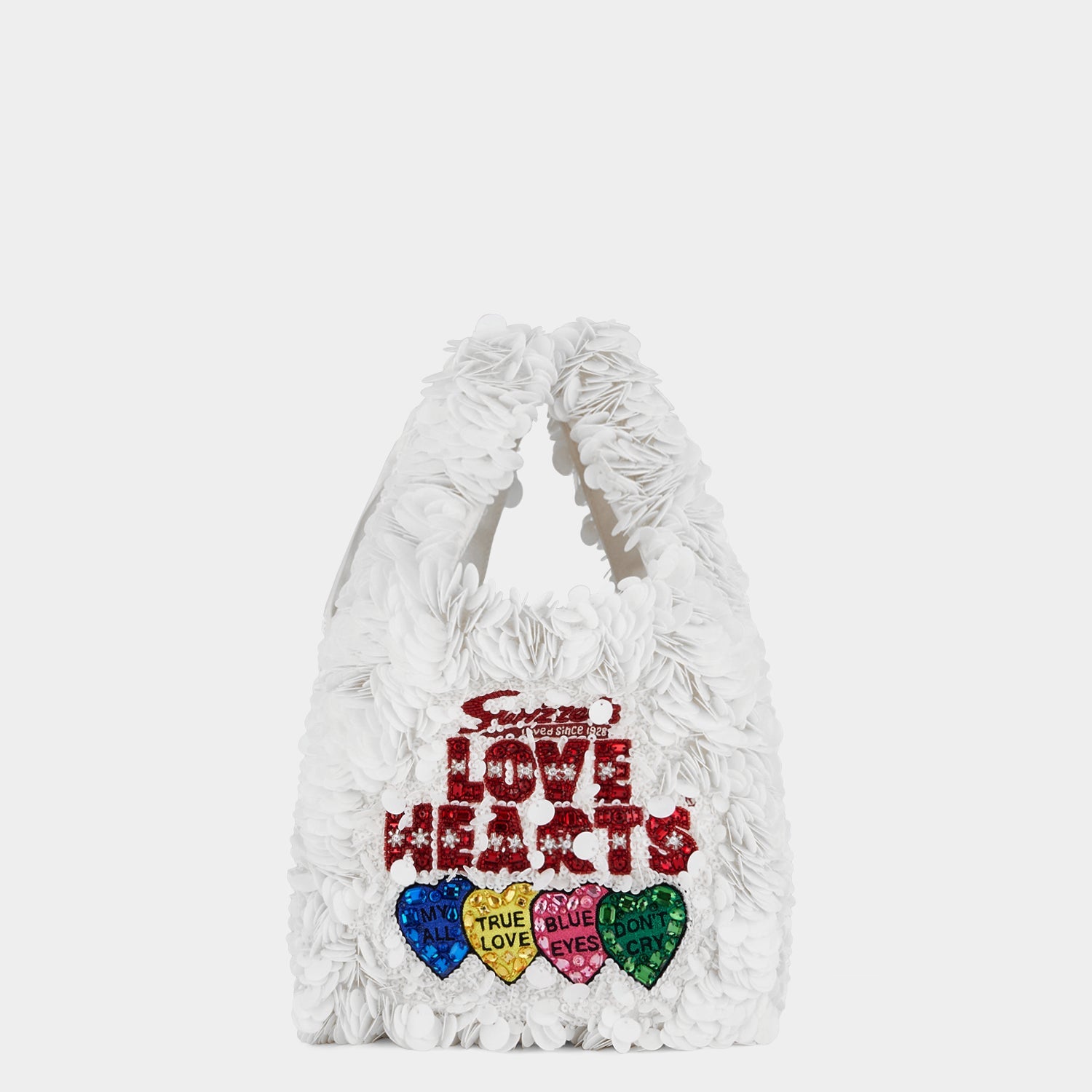 Anya Brands Love Hearts Tote -

                  
                    Sequins in Optic White -
                  

                  Anya Hindmarch US
