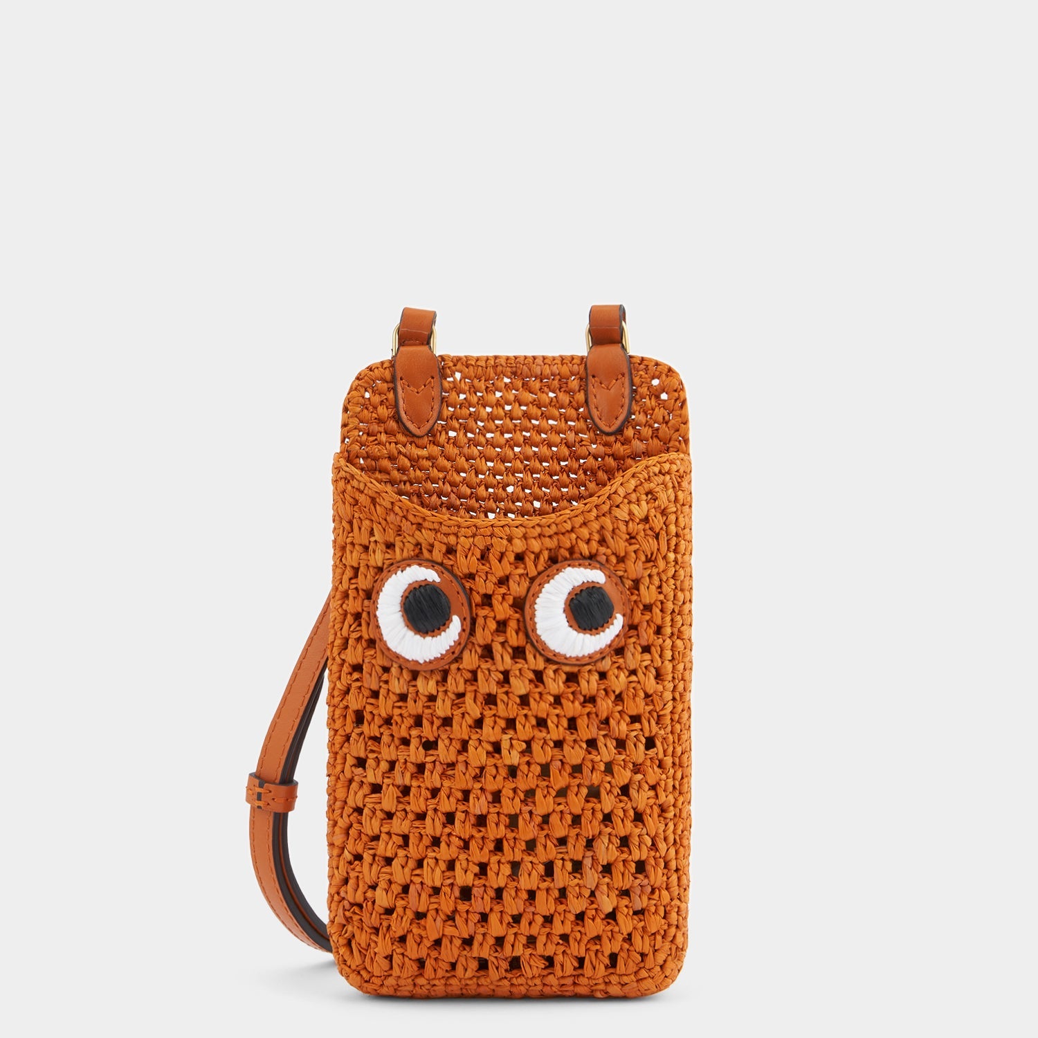 Eyes Phone Pouch on Strap -

                  
                    Raffia in Clementine -
                  

                  Anya Hindmarch US
