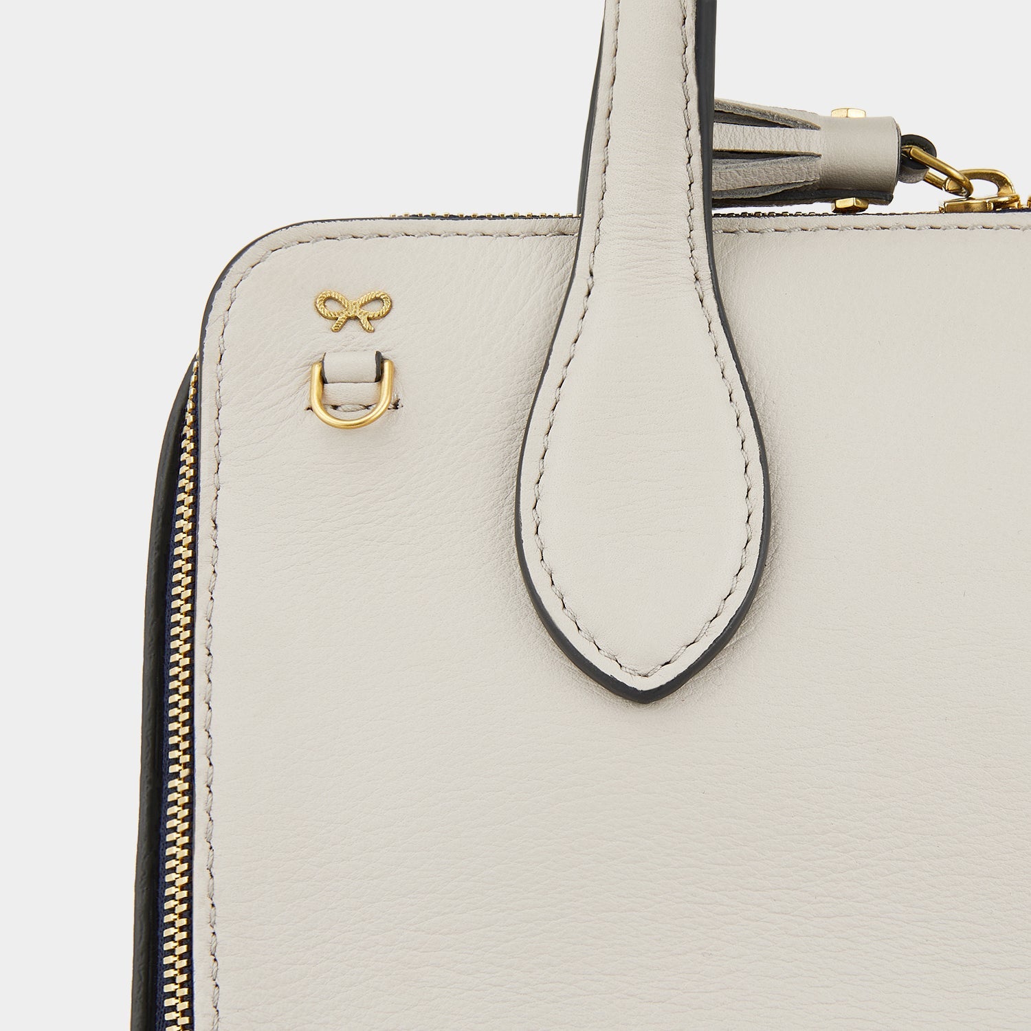 The Strathberry Midi Tote - Top Handle Leather Tote Bag - White