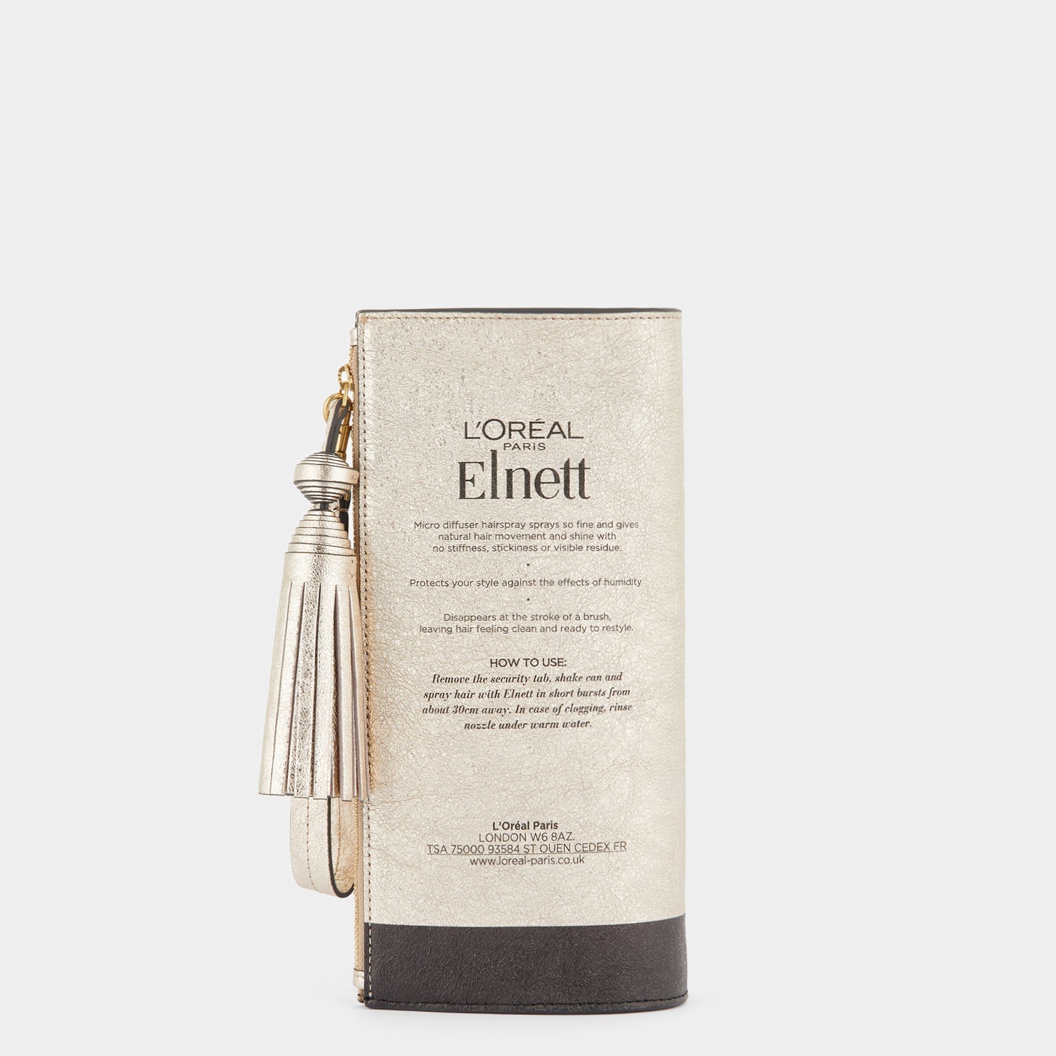 Anya Brands Elnett Tassel Clutch -

                  
                    Crinkled metallic leather in gold -
                  

                  Anya Hindmarch US
